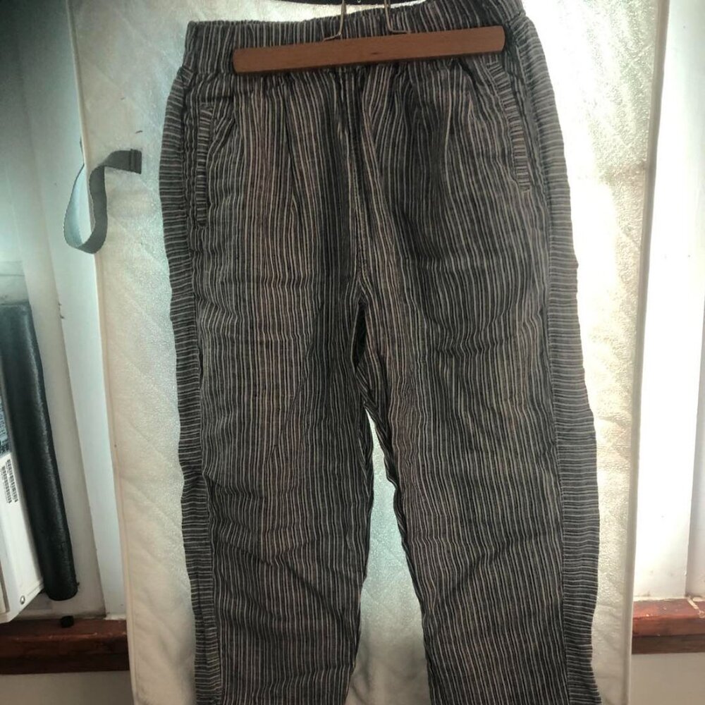 Caslon Striped  Straight Leg  100% linen pants with pockets - size xxs